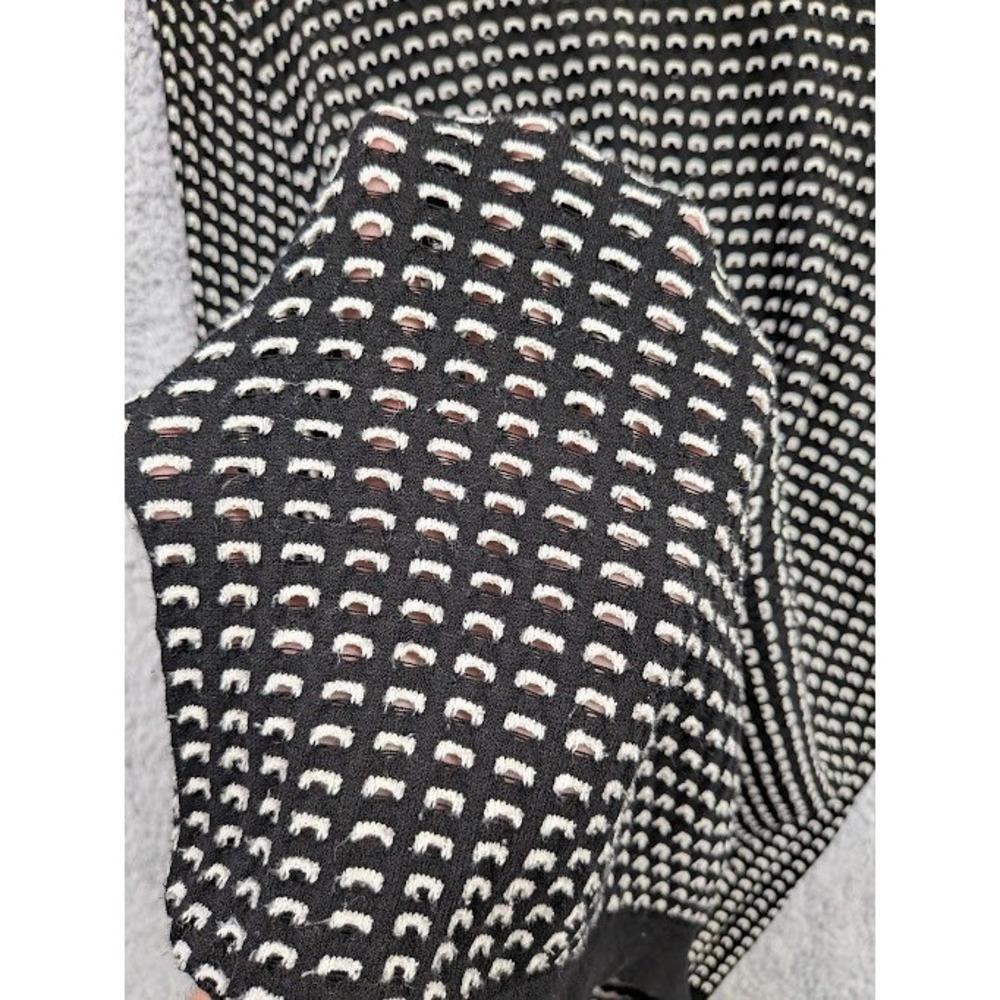 Talbots Open Knit Cardigan Black White 2X Sweater Plus Long Sleeve Button Up - Picture 10 of 11